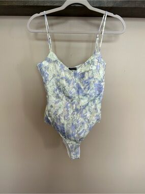 Zara Pastel Lavender & White Floral Bodysuit NWT